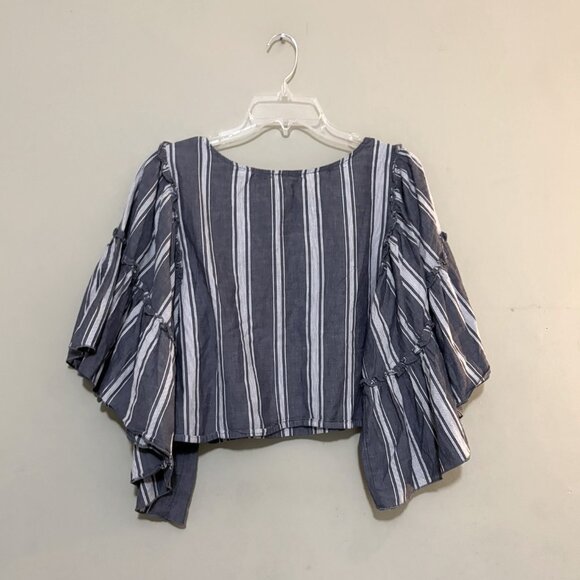 Striped Navy Blue Women's Top - Picture 3 of 4